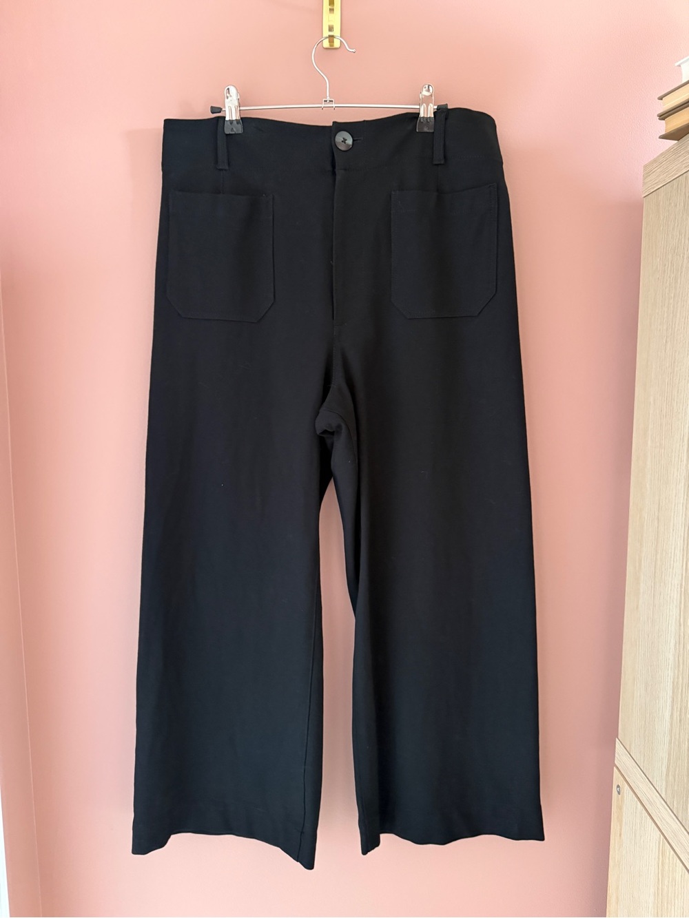 Anthropologie Maeve Colette Black Wide-Leg Ponte knit trousers 32